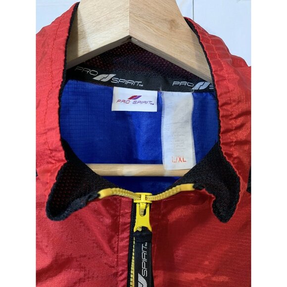 Vtg Pro Spirit Men’s Sz XL Red Yellow Blue Color Block Pullover 1/2 Zip Jacket - Picture 2 of 5